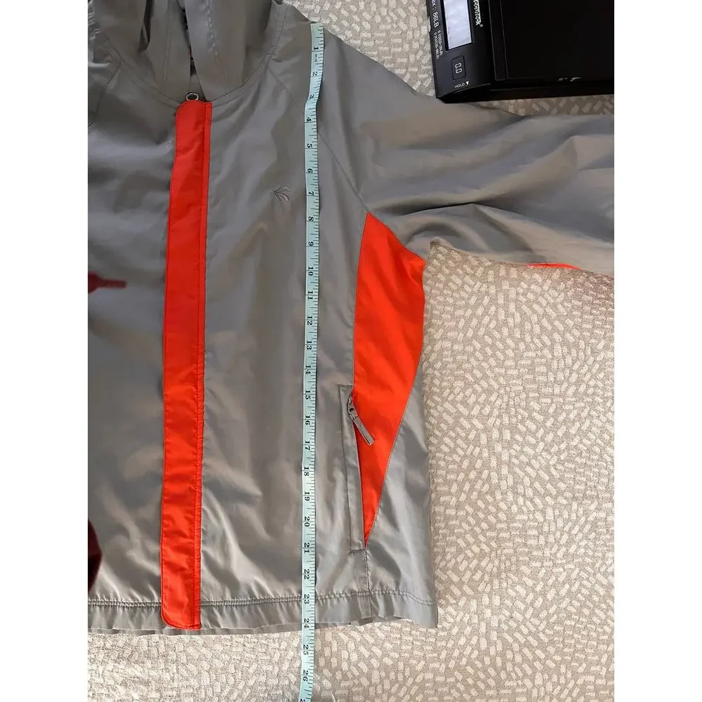 Old Navy Kid’s Sz: M Full Zip Hooded Windbreaker Jacket Grey Orange Perfect Fit